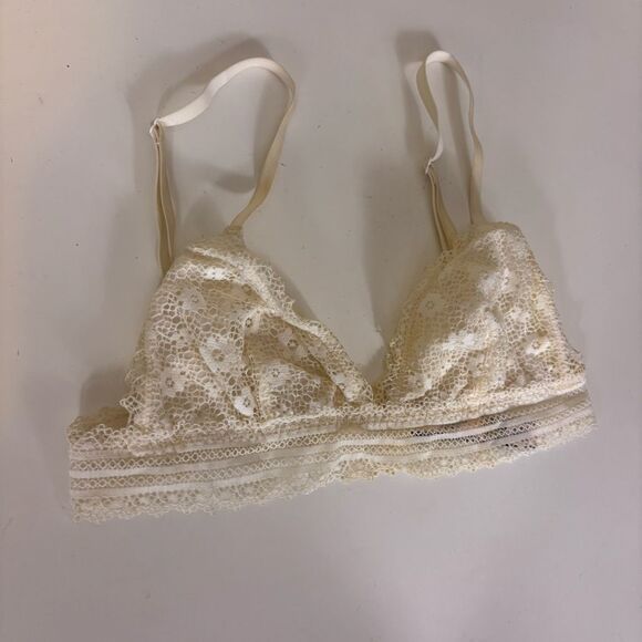 Victoria's Secret Ivory Sheer Lace Triangle Bralette Bra Small - Picture 3 of 6